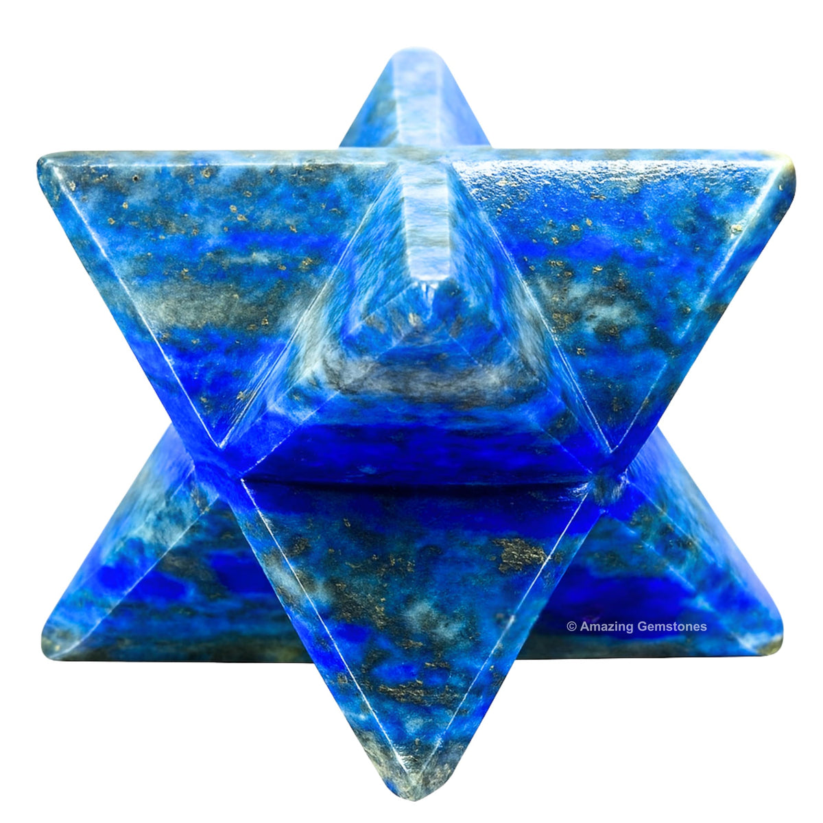 Amazing Gemstone Lapis Lazuli Merkaba Crystal - 1.5 Inches Metaphysical Merkaba Star for Meditation - Energetic Tetrahedron Crystal and Healing Stones for Spiritual Growth and Healing (35-40mm)