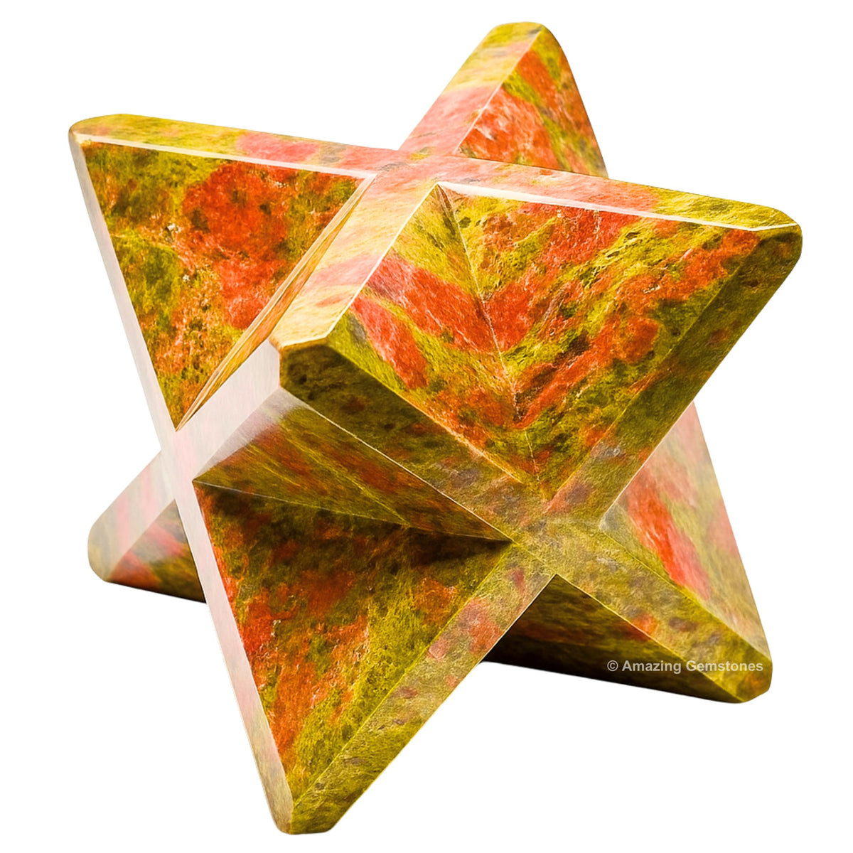 Amazing Gemstone Unakite Merkaba Crystal - 1 Inches Metaphysical Merkaba Star for Meditation - Energetic Tetrahedron Crystal and Healing Stones and Healing (20-25mm)