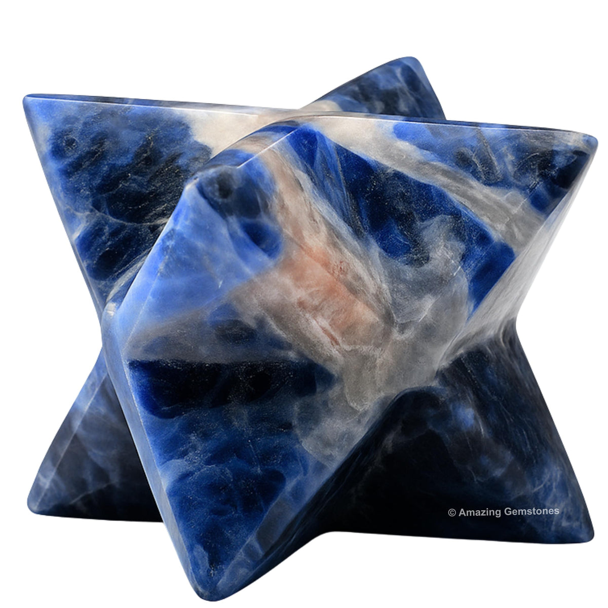 Amazing Gemstone Sodalite Merkaba Crystal - 0.75 Inches Metaphysical Merkaba Star for Meditation - Energetic Tetrahedron Crystal and Healing Stones and Healing (15-20mm)