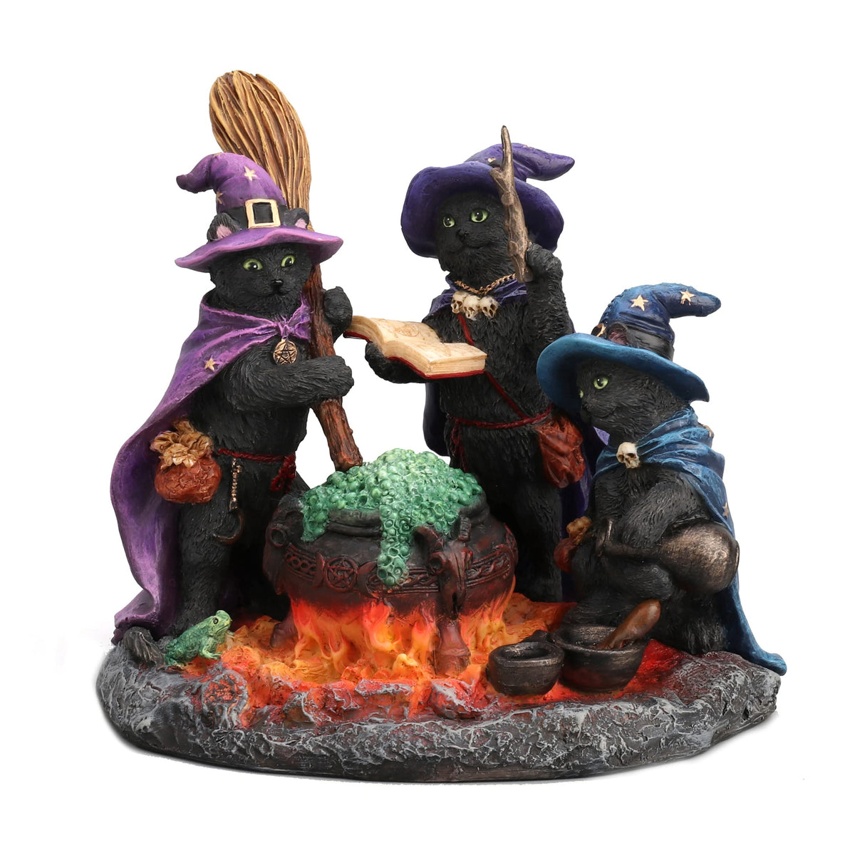 Veronese Design 4 1/2 Inch Black Cats Culinary Coven Witchcraft Cauldron Resin Animal Figurine