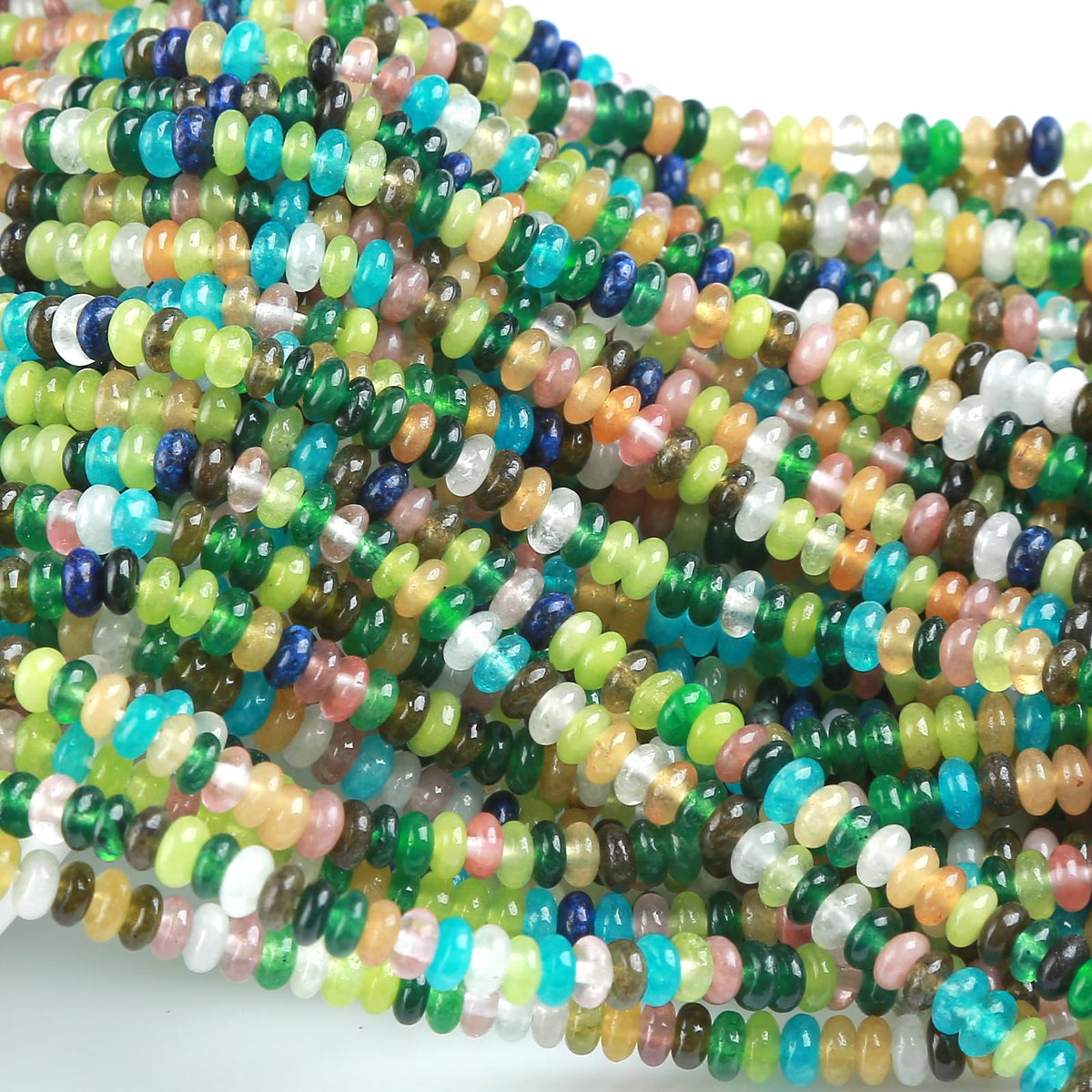 150PCS 2x4mm Natural Mix Color Stone Rondelle Beads Abacus Disk Stone Beads Round Loose Spacer Gemstone Beads for DIY Bracelet Necklace Jewelry Making