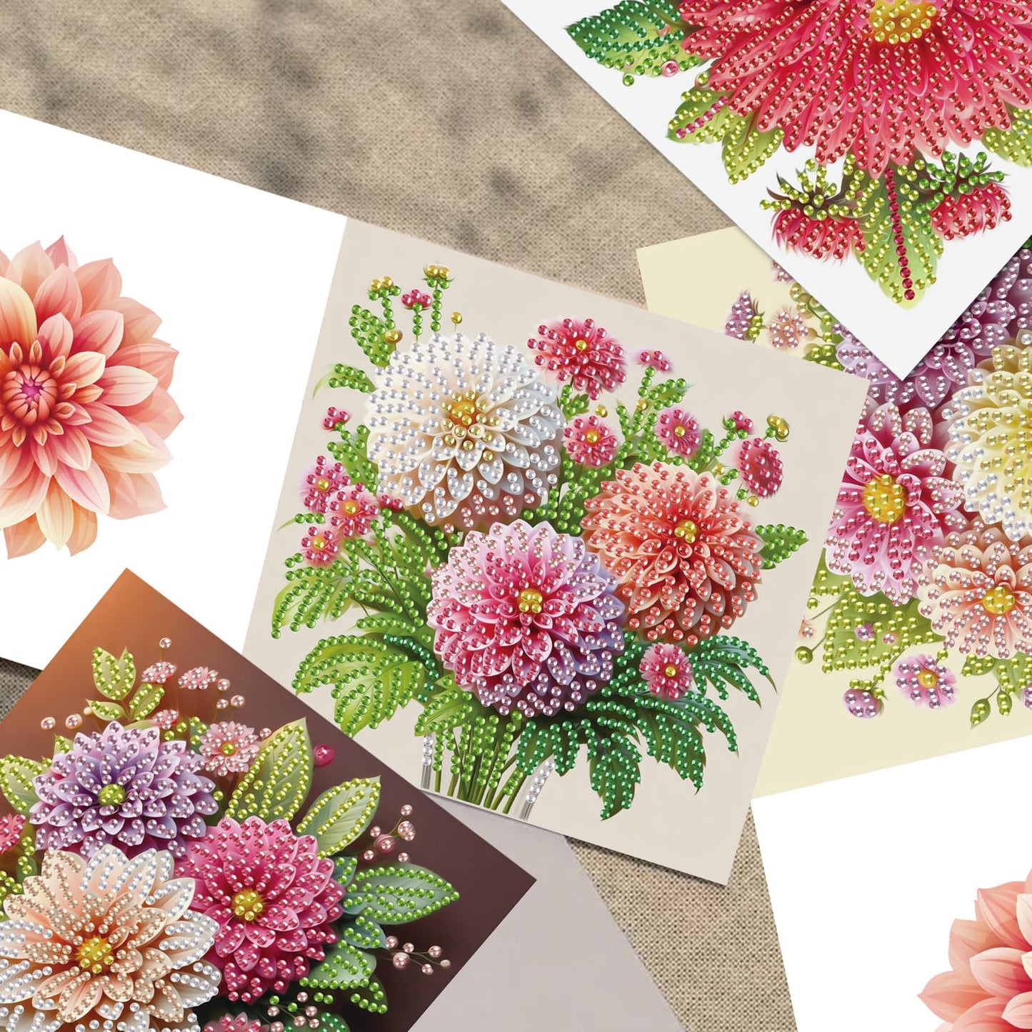JISHSHAY 6 PCS Diamond Painting Greeting Cards Flower Diamond Art Birthday Cards with Envelopes Gem Art Gem Painting Mosaic Kits for Adults Embroidery for Thanksgiving Anniversary Valentine Festival