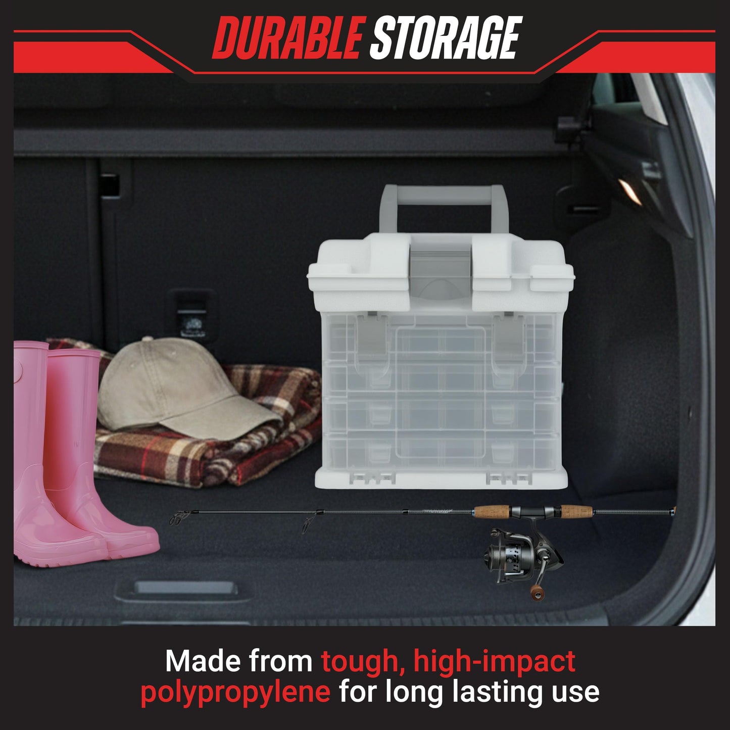 Portable Tool Box - Small Parts Organizer with Drawers and Customizable Compartments for Hardware, Fishing Tackle, Beads or Crafts by Stalwart (White)
