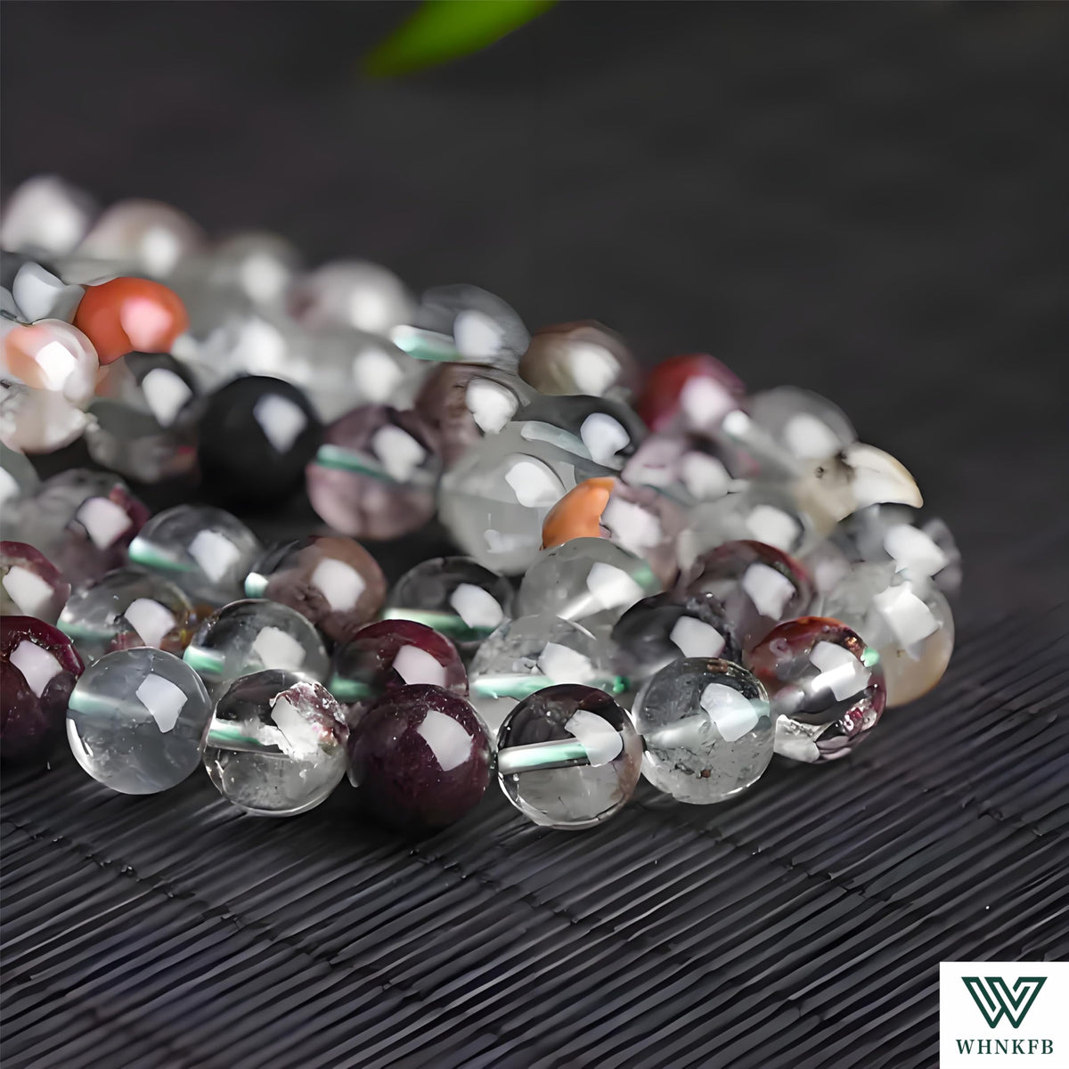 WHNKFB 8mm 50PCS Natural Green Phantom Quartz Round Beads, Smooth Polished Loose Crystal Beads for Jewelry Making Craft - 6mm 8mm 10mm Options with Free Elastic Cord