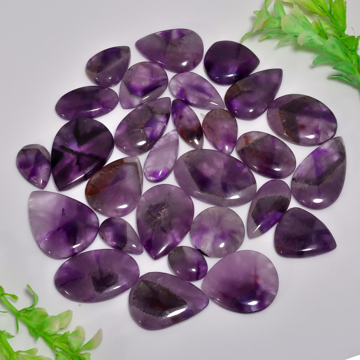 Natural 5, 4 & 3 Pcs Gemstones Cabochons Lot (15–30 MM), Multi Shape Stones for Jewelry Making Supplies Healing Crystals Gems Loose Gemstones (Star amethyst, 5pcs)