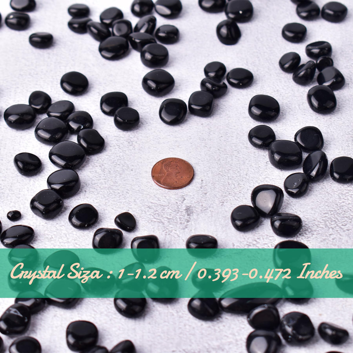 Polished Obsidian Crystal Set, 0.4", 128 Pcs - Handpicked Tumbled Stones and Crystals Bulk for Healing, Reiki, Meditation, Witchcraft and Home Decor, Obsidian - 0.4"- 10 oz
