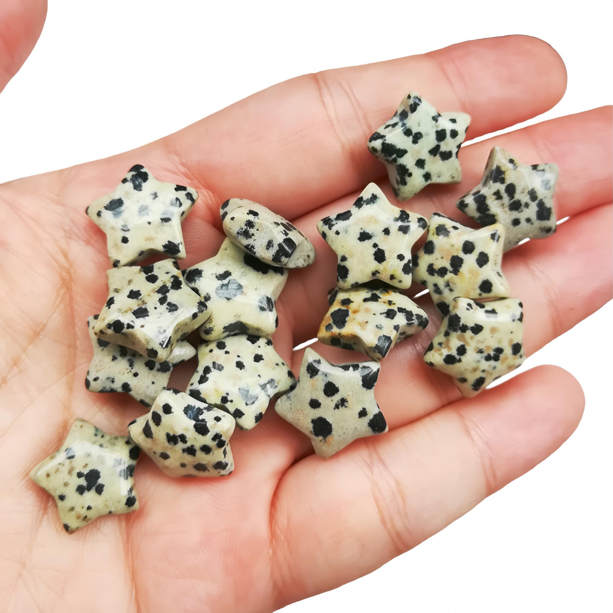 Sunshcat Natural Speckle 10Pcs Star Shaped Thumb Crystals and Healing Stone,0.6" Haped DIY Jewelry Pendant ﻿