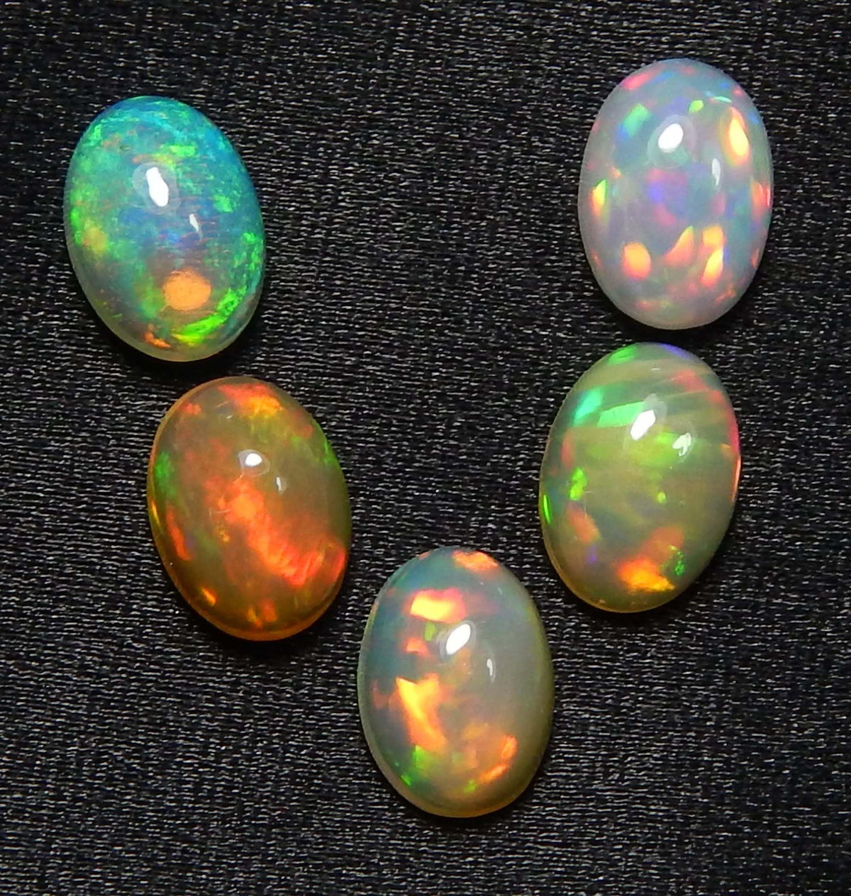 Myhealingworld Natural Ethiopian Opal 5x7mm oval cabochon AAA quality loose calibrated gemstones for jewelry making oval 5x7mm - 5 stones