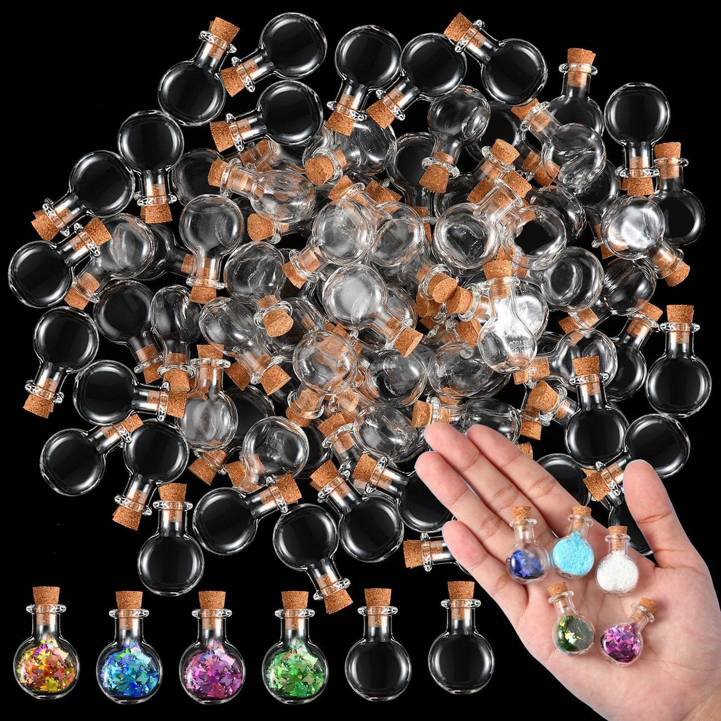 Zhehao 300 Pcs 2 ml Mini Glass Bottles Jars with Cork Stoppers Small Wishing Bottle Tiny Jars with Cork Mini Potion Bottles Clear Drifting Bottle for Wedding Birthday Party DIY Crafts Supplies
