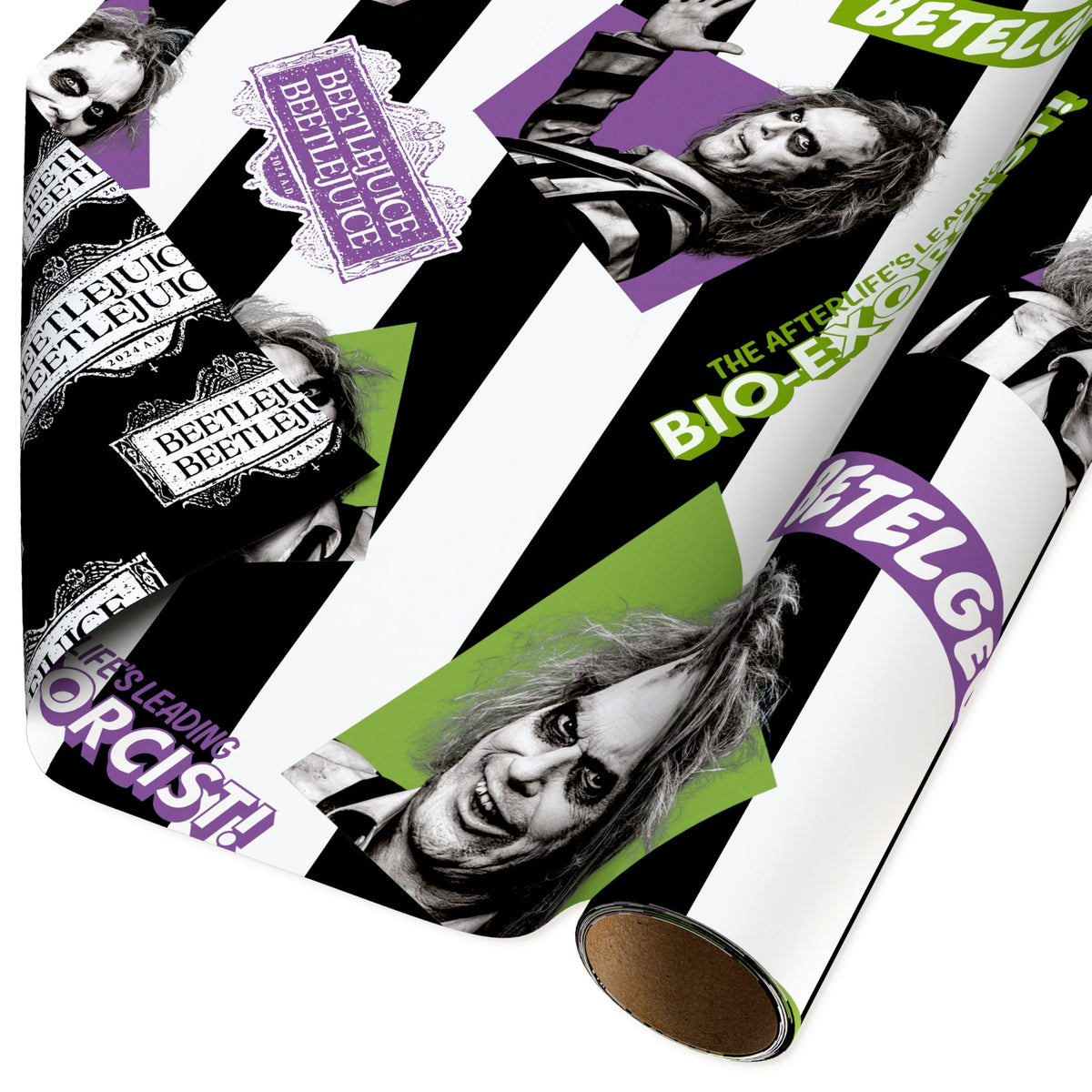 American Greetings 40 sq. ft. Reversible Beetlejuice Wrapping Paper for All Occasions (1 Roll, 30 in. x 192 in.)