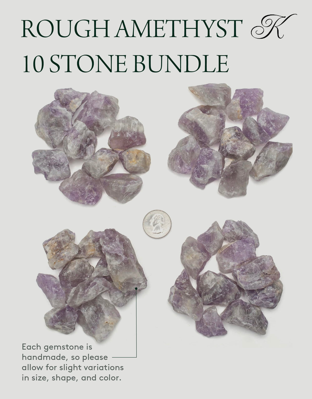 KALIFANO Rough Amethyst 10 Stone Bulk Bundle with Healing & Calming Effects - High Energy Raw Amatista - Reiki Crystal Used for Rock Tumbling and Lapidary (Family Owned and Operated)