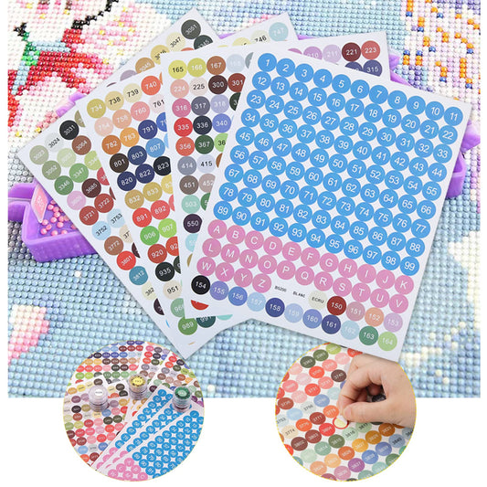 Color Number Stickers, Diamond Dot Number Stickers 447 Labels for Storage Containers Diamond Painting Number Stickers Multi-Colors Apply to Diamond Painting Storage Boxes Color Chart Round