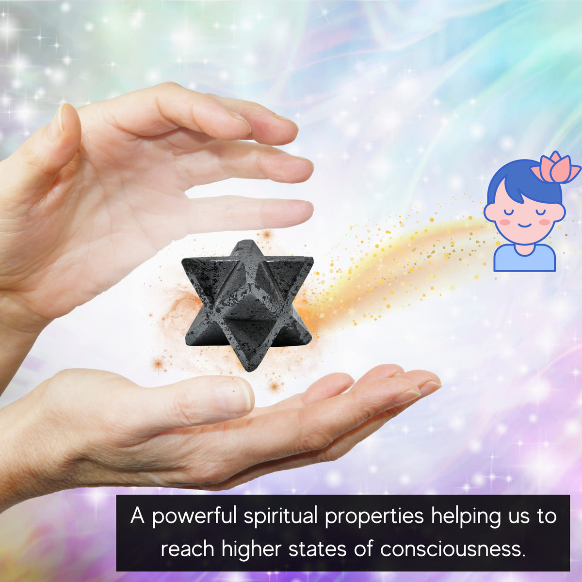 Amazing Gemstone Hematite Merkaba Crystal - 0.75 Inches Metaphysical Merkaba Star for Meditation - Energetic Tetrahedron Crystal and Healing Stones for Spiritual Growth and Healing (15-20mm)