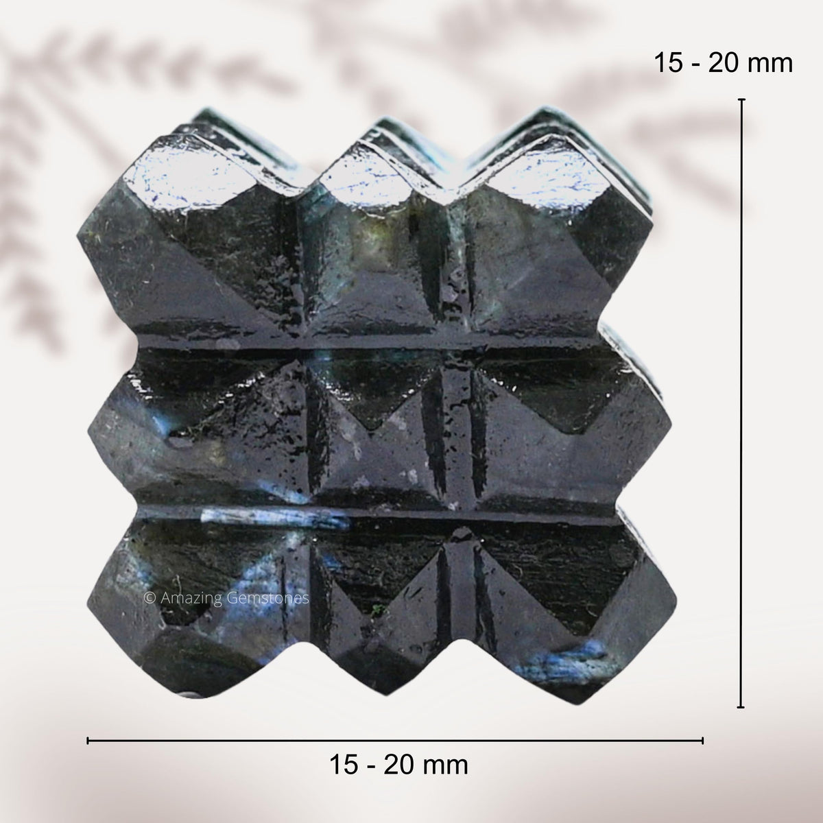 Amazing Gemstone Labradorite Crystal Cube with 54 Pyramid - 1" Mini Lemurian Pyramid Cube Figurine of Natural Stone Pyramid for Meditation, Reiki, Chakra Balancing Vastu Pooja and Crystal Grids