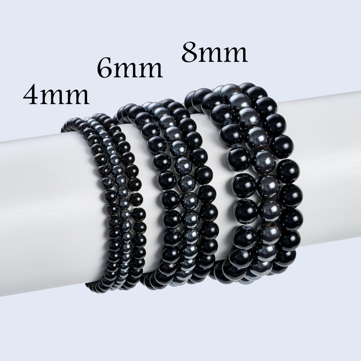 Bivei 3-Piece 8mm Beaded Bracelets for Women – Black Tourmaline, Black Obsidian, Hematite – Handmade Natural Crystal Stretch Elastic Jewelry for Meditation, Yoga, Protection Gifts
