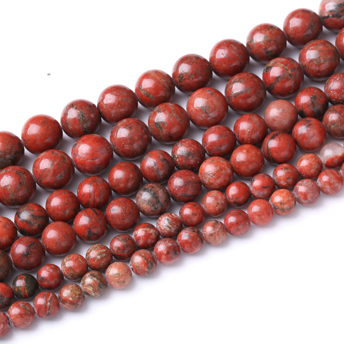 10MM Sesame Red Round Loose Beads Natural Gem Beads Crystal Energy Stone Beads for Jewelry Making DIY Bracelet Necklace
