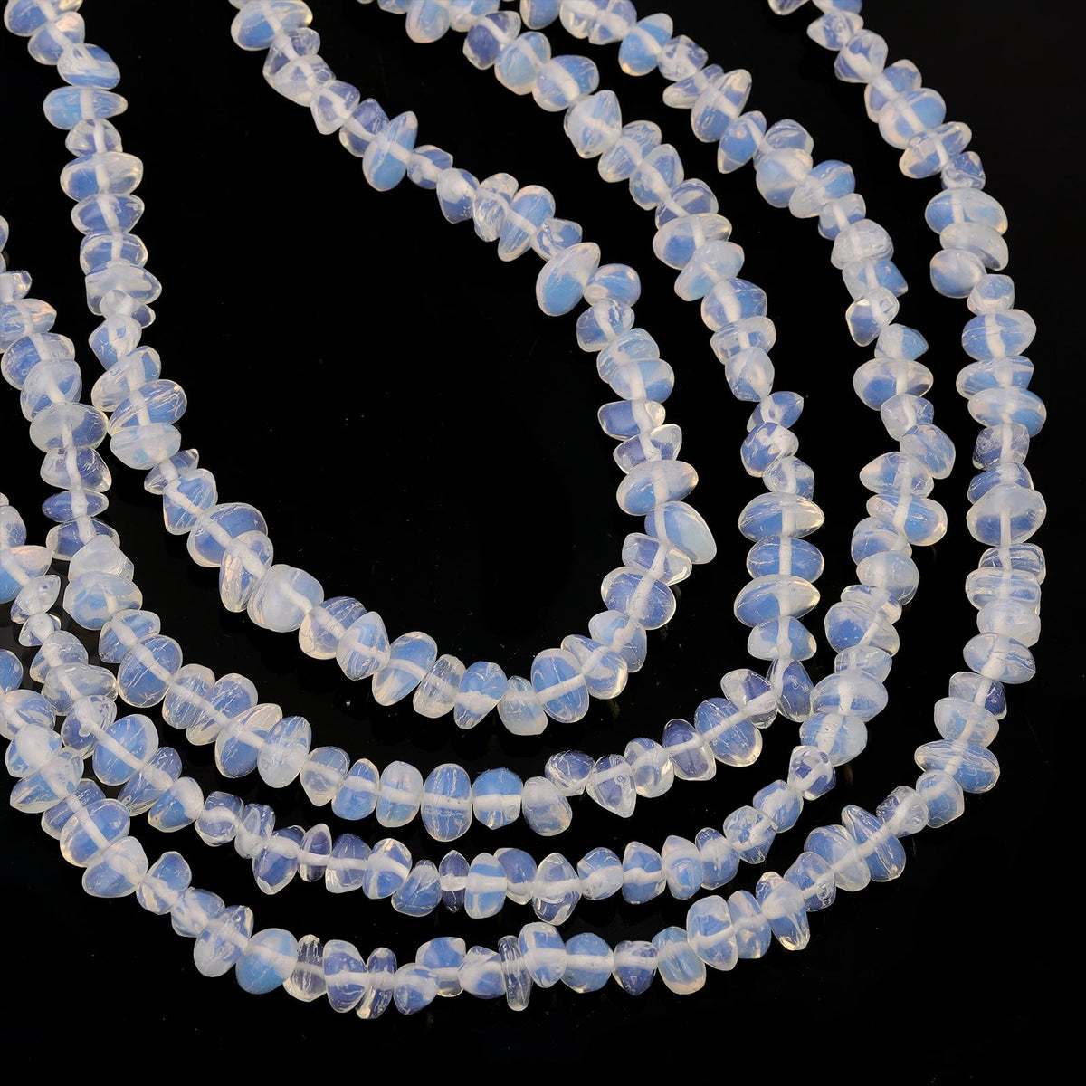 200pcs White Opalite Chip Beads 5-8mm Irregular Pre-Drilled 30-inch Strand Crystal Beads for DIY Jewelry Bracelet Chakra Crafts