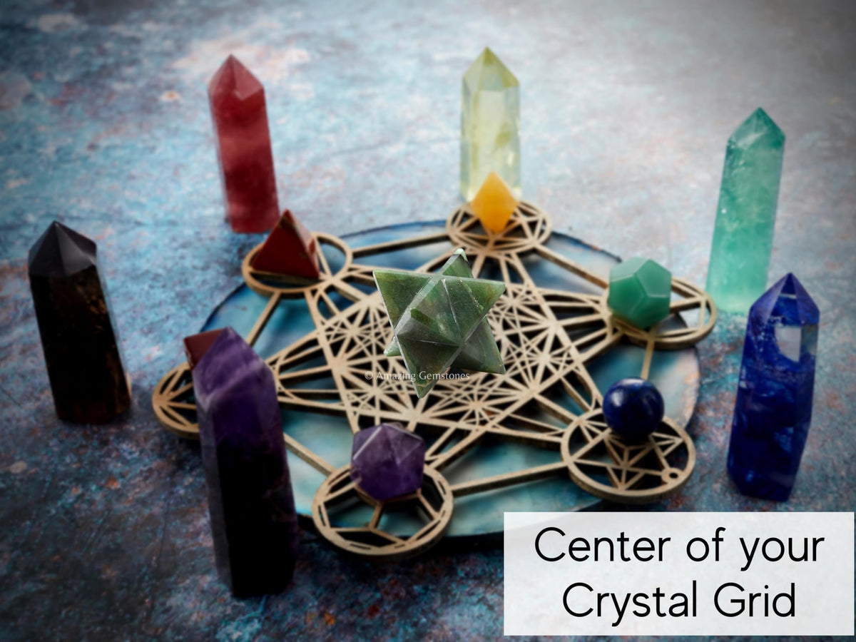 Amazing Gemstone Dark Green Aventurine Merkaba Crystal - 1.5 Inches Metaphysical Merkaba Star for Meditation - Energetic Tetrahedron and Healing Stones for Spiritual Growth and Healing (35-40mm)