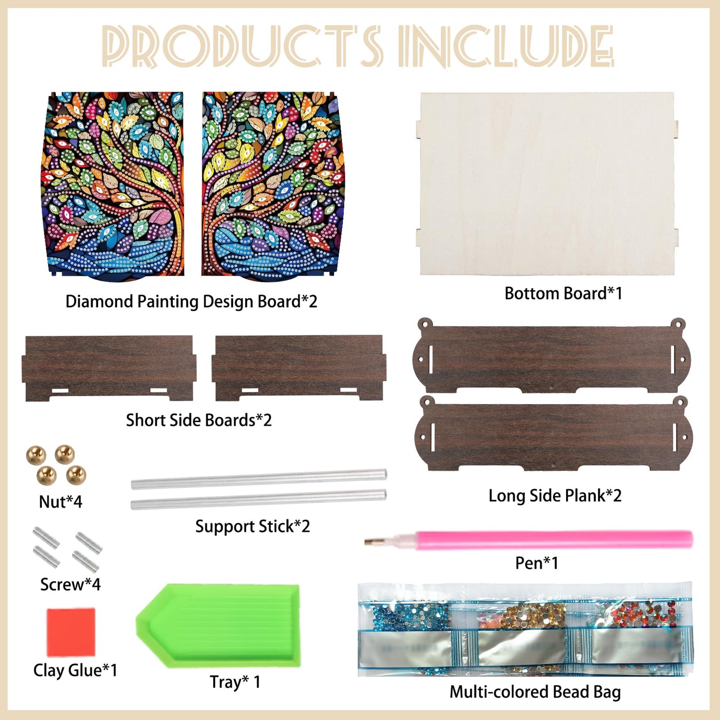 Tontut Diamond Painting kit Storage Box, Tree DIY Multifunctional Handmade Storage Box for Home Holiday Gifts