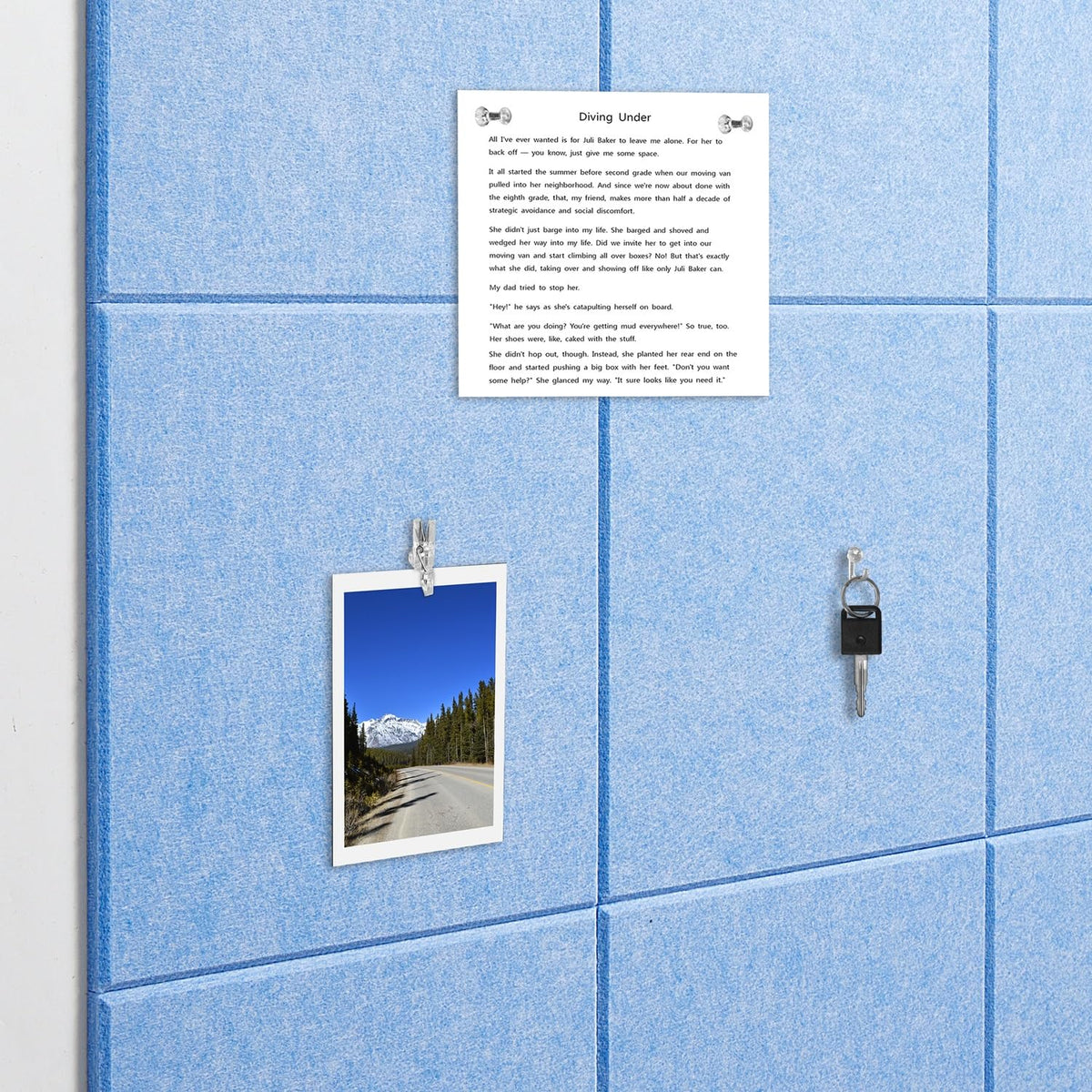 G Gamit Felt Wall Tiles Bulletin Board Large Cork Board Alternative 6 Pack 11.81”x11.81”x0.47” Felt Pin Board Tack Board with Safe Removable Adhesive Tabs for Home Office School 36x24 (Light Blue)