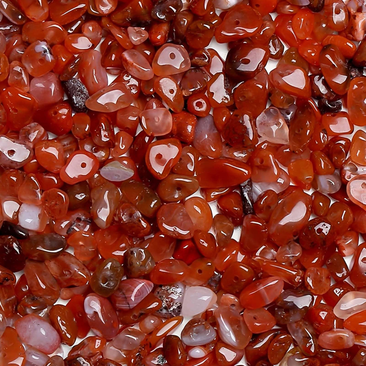 200pcs Natural Chip Stone Beads Gemstone Healing Crystal Loose Rocks Bead Irregular Glass Seed Charm Beads Drilled DIY for Jewelry Bracelet Necklace Earrings Making Crafting Supplies (Red, 5-8mm)
