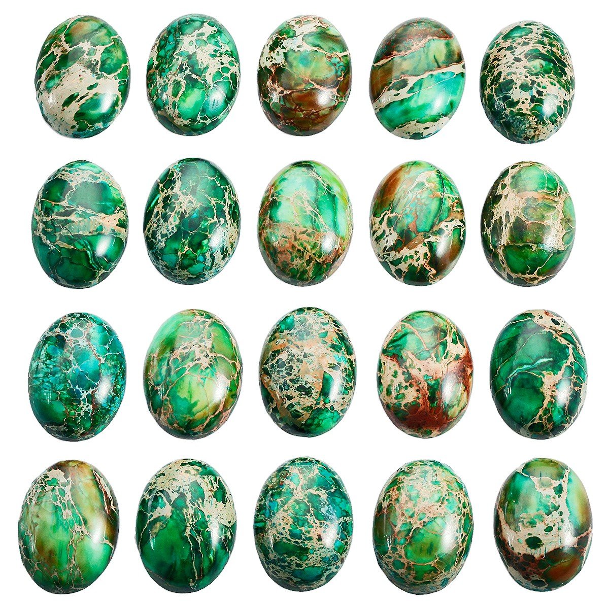rockcloud 18x25mm Oval Cabochon Flatback Semi-precious Stones Sea Sediment Jasper for Jewelry Making Pack of 5