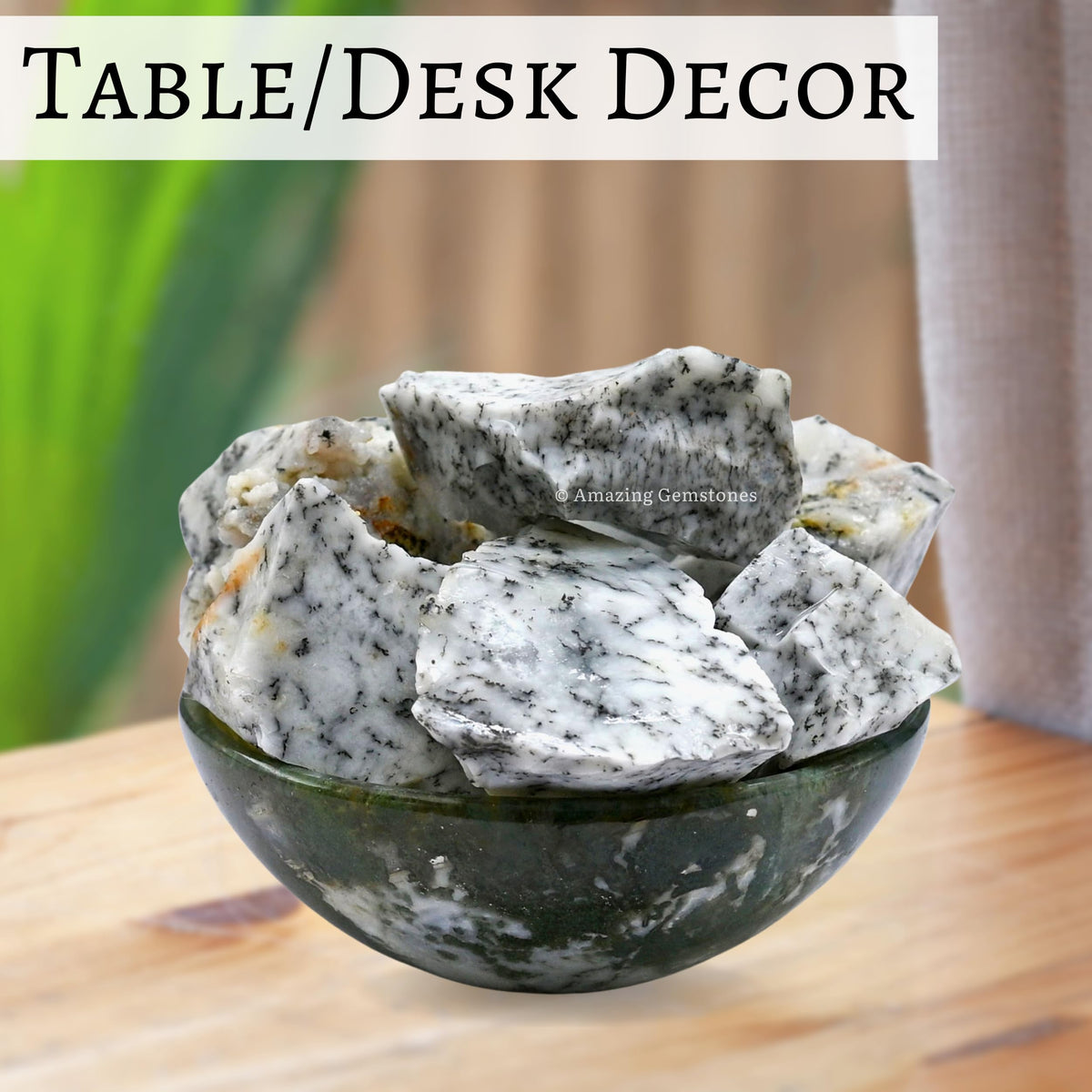 Amazing Gemstone Dendrite Opal Raw Crystals and Healing Stones, Natural Rocks for Tumbling - DIY Raw Stones and Crystals, 2 Pieces