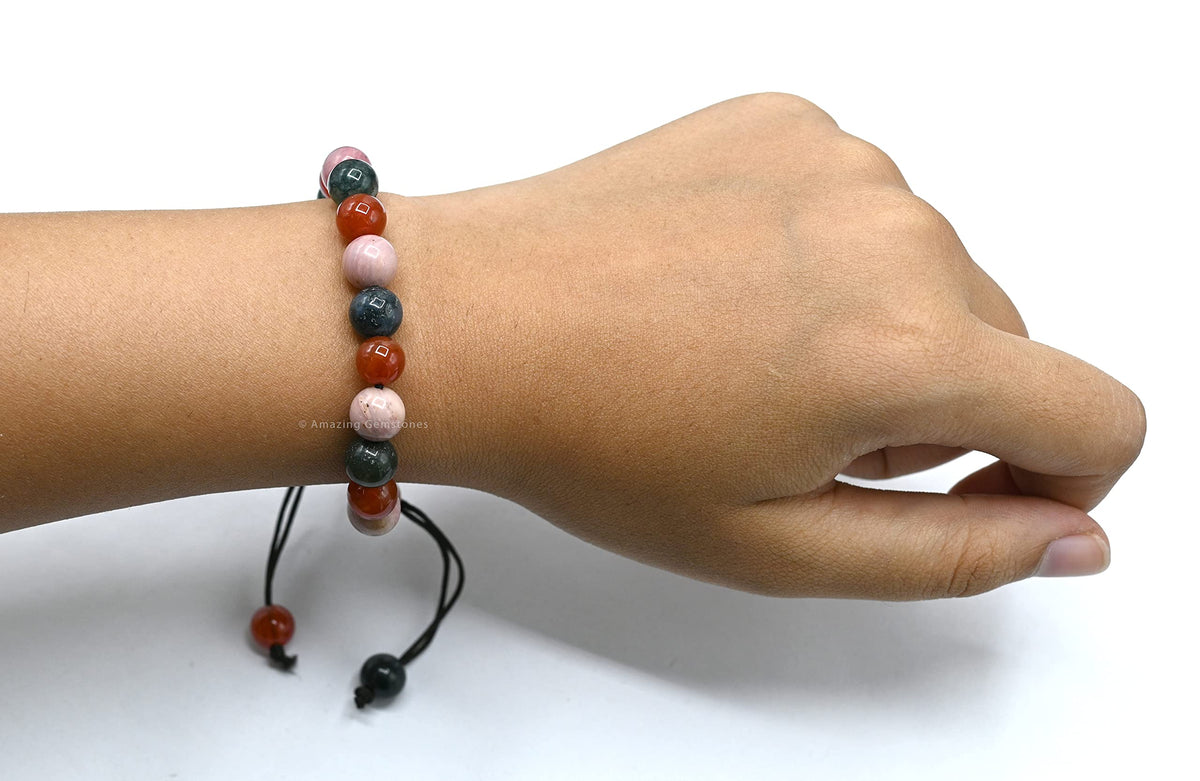 Amazing Gemstone Immunity Manifestation Bracelet - Carnelian Rhodonite Moss Agate Bracelet Set for Men Women Healing Calming Anxiety Stress Relief Gifts Pulseras Para Hombres Mujer Stocking Stuffers