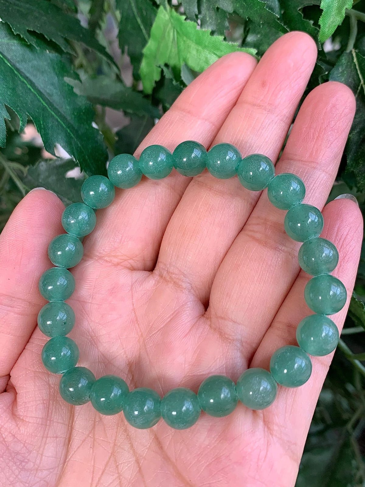 GAF TREASURES Green Aventurine Crystal Bead Bracelet 8mm, Genuine Green Aventurine Stretch Gemstone Bracelet, Healing Crystal Bracelet, Gift for Men & Women (1)