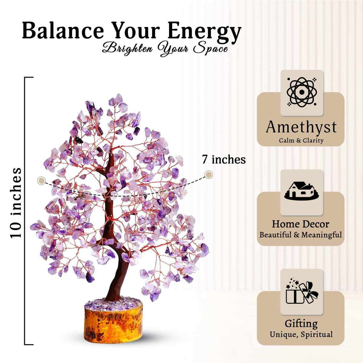 YATSKIA Amethyst Crystal Tree Stones and Crystals Tree of Life, Crystal Home Decor, Good Luck Gifts, Spiritual Gifts for Women