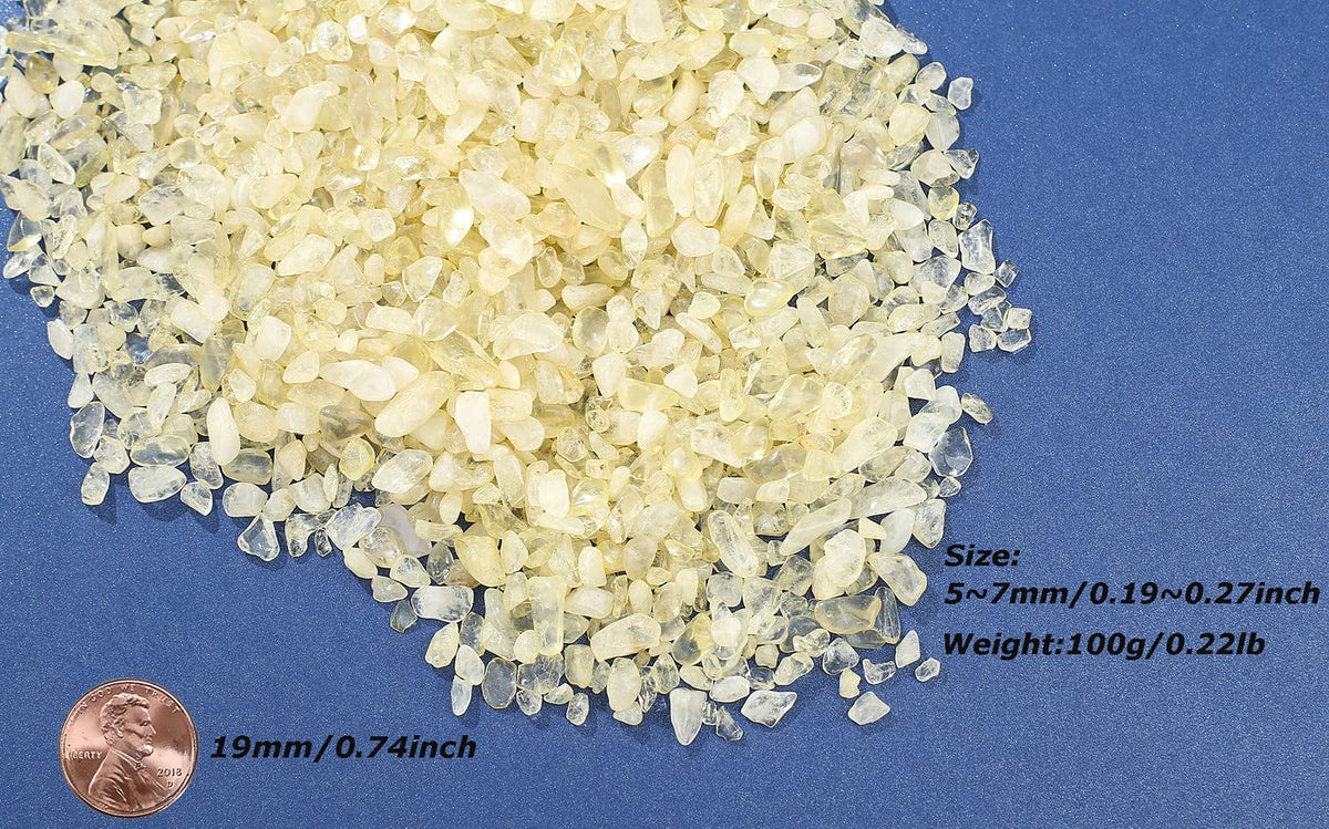 LAIDANLA Crushed Stone Crystal Chips Citrine Bulk Natural Gemstones Healing Reiki Crystals Mini Quartz Vase Filler Aquarium Gravel 100g