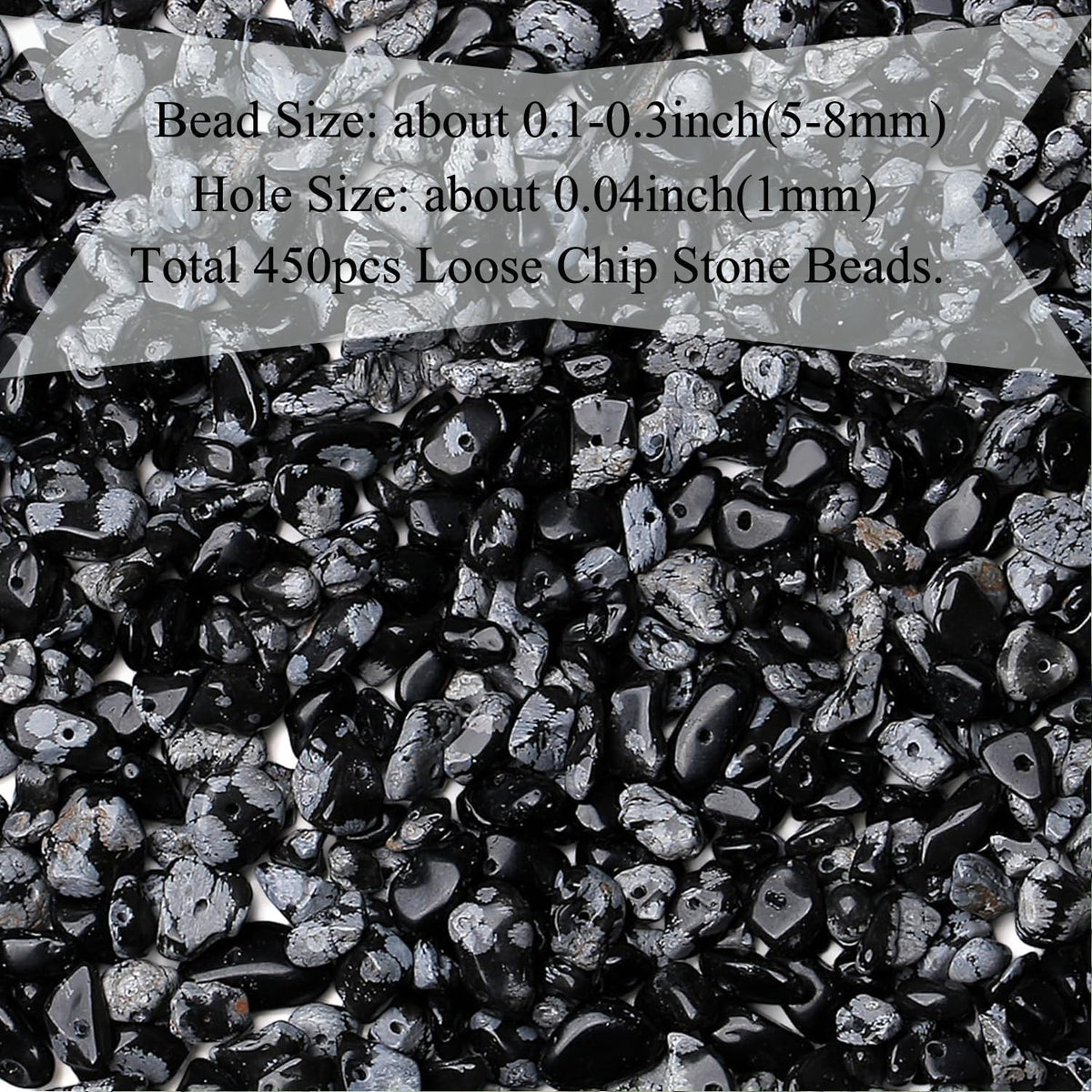 Natural Chip Stone Beads 450pcs Snowflake Chips 5-8mm Genuine Real Irregular Healing Crystal Rocks Hole Drilled DIY Loose Gemstone Beads for Jewelry Making Bracelet Earrings Necklace Crafting
