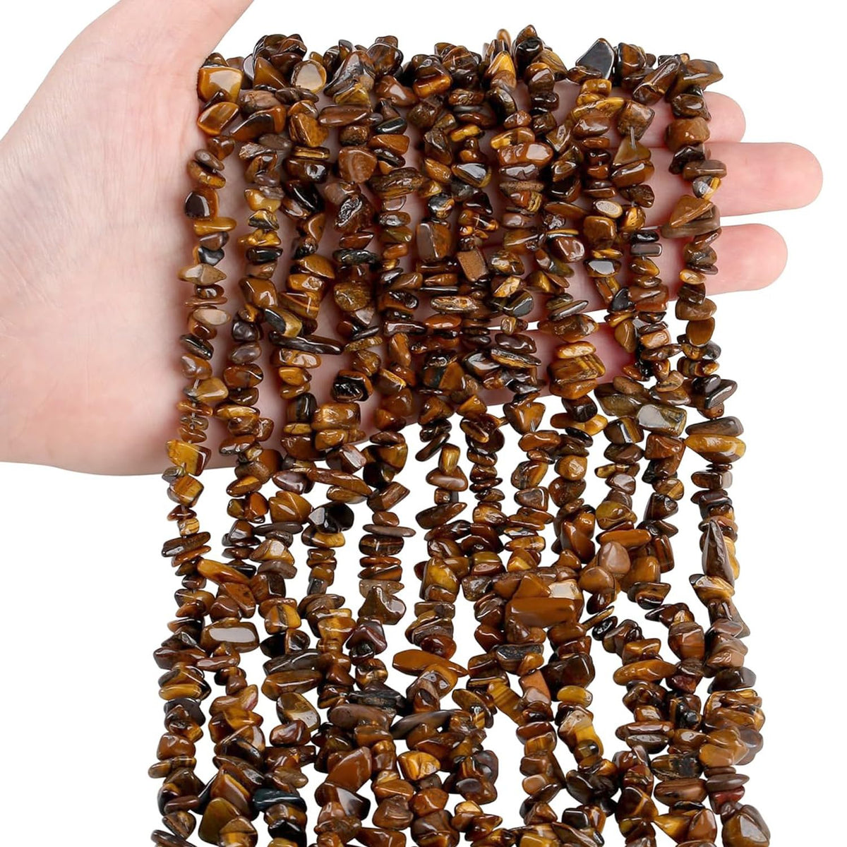 Natural Chip Stone Beads 450pcs Yellow Tiger Eye Chips 5-8mm Genuine Real Irregular Healing Crystal Rocks Hole Drilled DIY Loose Gemstone Beads for Jewelry Making Bracelet Earrings Necklace Crafting