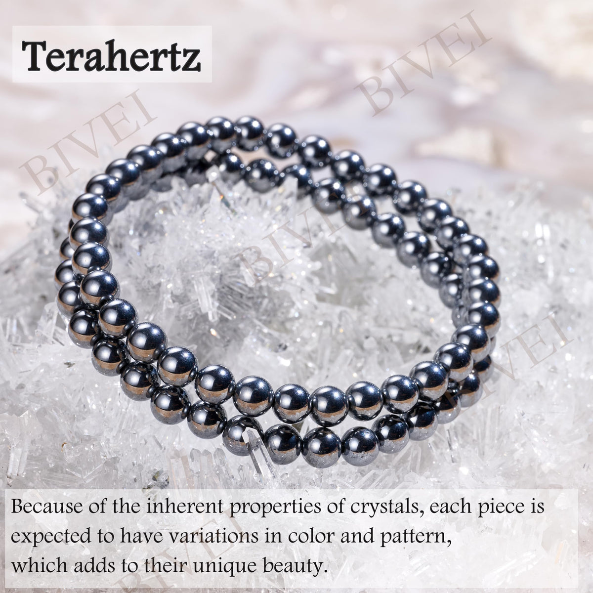 Bivei Terahertz - Energy Boost - 6mm Beaded Bracelets for Women Handmade Semi Precious Natural Stone Stretch Elastic Jewelry for Women Yoga Protection Gifts Small