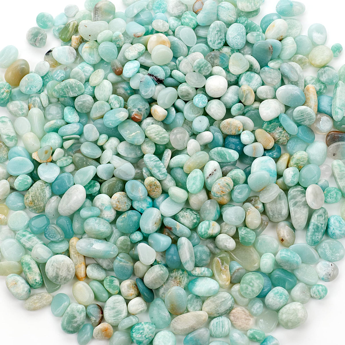 Cherry Tree Collection 1/2 Pound Polished Tumbled Gemstone Chips, Pebbles, Crystal Chips Bulk for Jewelry Making, Healing, Plants, Succulents, Aquariums, Decoration, Chakra (Amazonite-L)