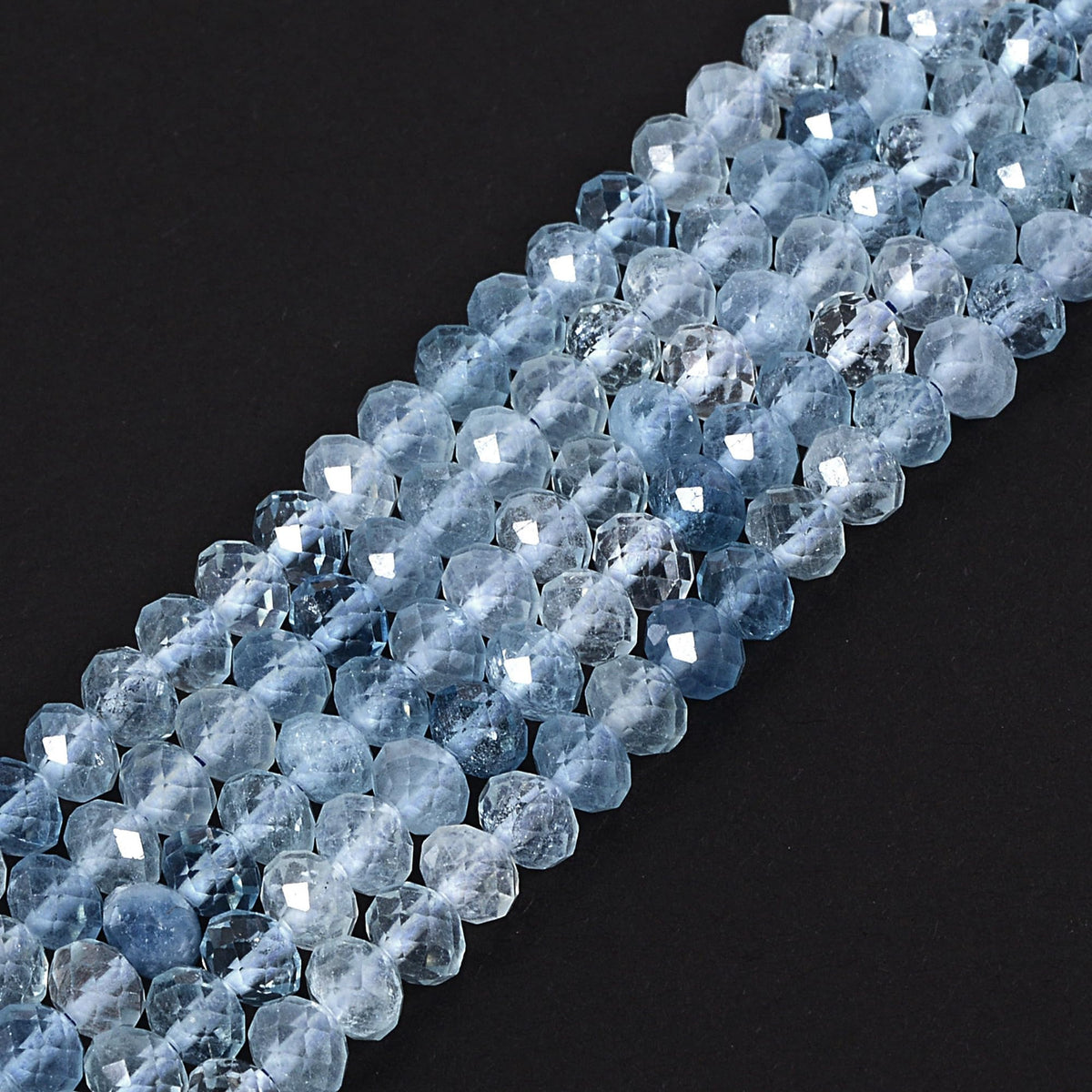Aquamarine 6mm Gemstone Faceted Rondelle Loose Beads DIY Jewelry Making Beads 16 Inch