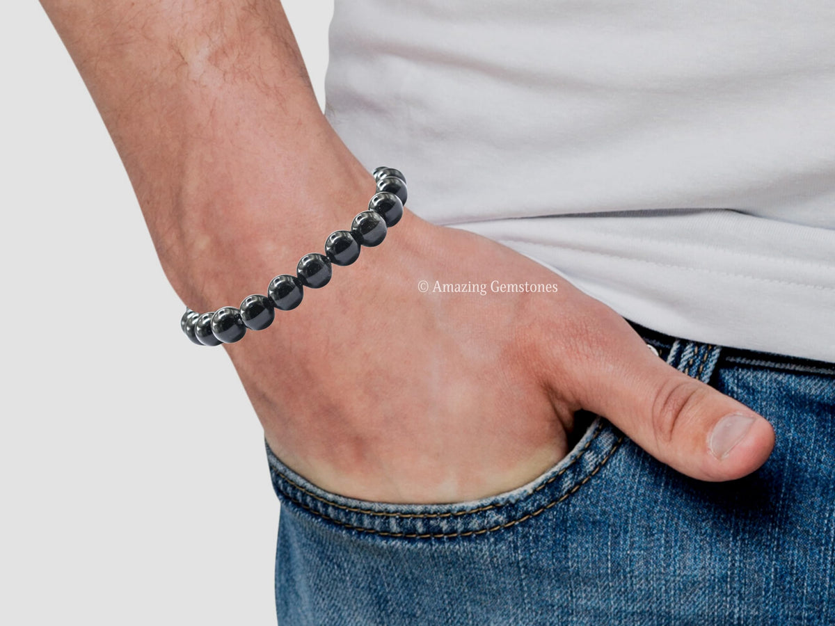 Amazing Gemstone Crystal Bracelet for Women Men's Gifts - Protection Healing Crystal Bracelet - 8mm Gemstone Beaded Stretchable Bracelet Pulseras Para Hombres Mujer Stocking Stuffers Mothers Day Gift (Black Obsidian)