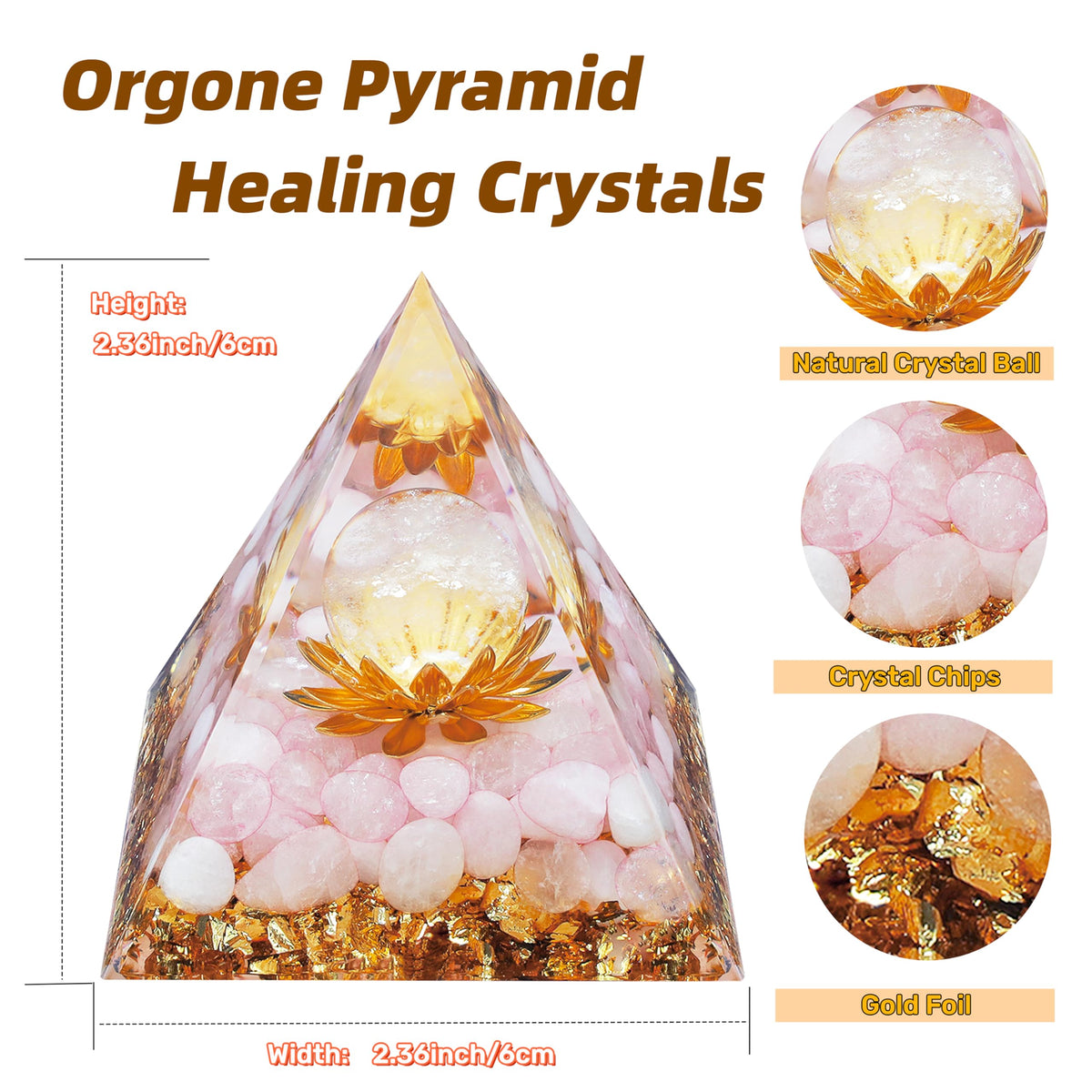 YATOJUZI 2.4" Healing Crystals Tower Rose Quartz Chakra Reiki Orgonite Gemstones for Attracts Lucky Positive Energy Love Suit for Meditation Accessories Birthday Gifts for Women Men
