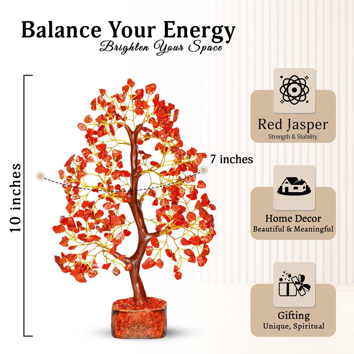 YATSKIA Red Jasper Crystals - Crystal Tree of Life - Gemstone Tree - Spiritual Items - Meditation Room Decor - Spiritual Decor - Reiki Gifts - Good Luck Charms - Metaphysical Gifts