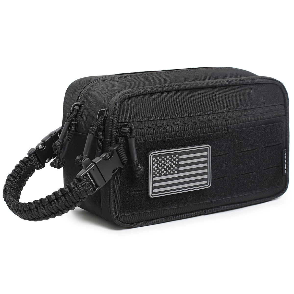 Lemubeane Tactical Toiletry Bag for Men Dry Wet Separate Dopp Kit Travel Hygiene Bag EDC Utility Tool Molle Pouch Mens Shaving Kit Travel shower Bags (Black)