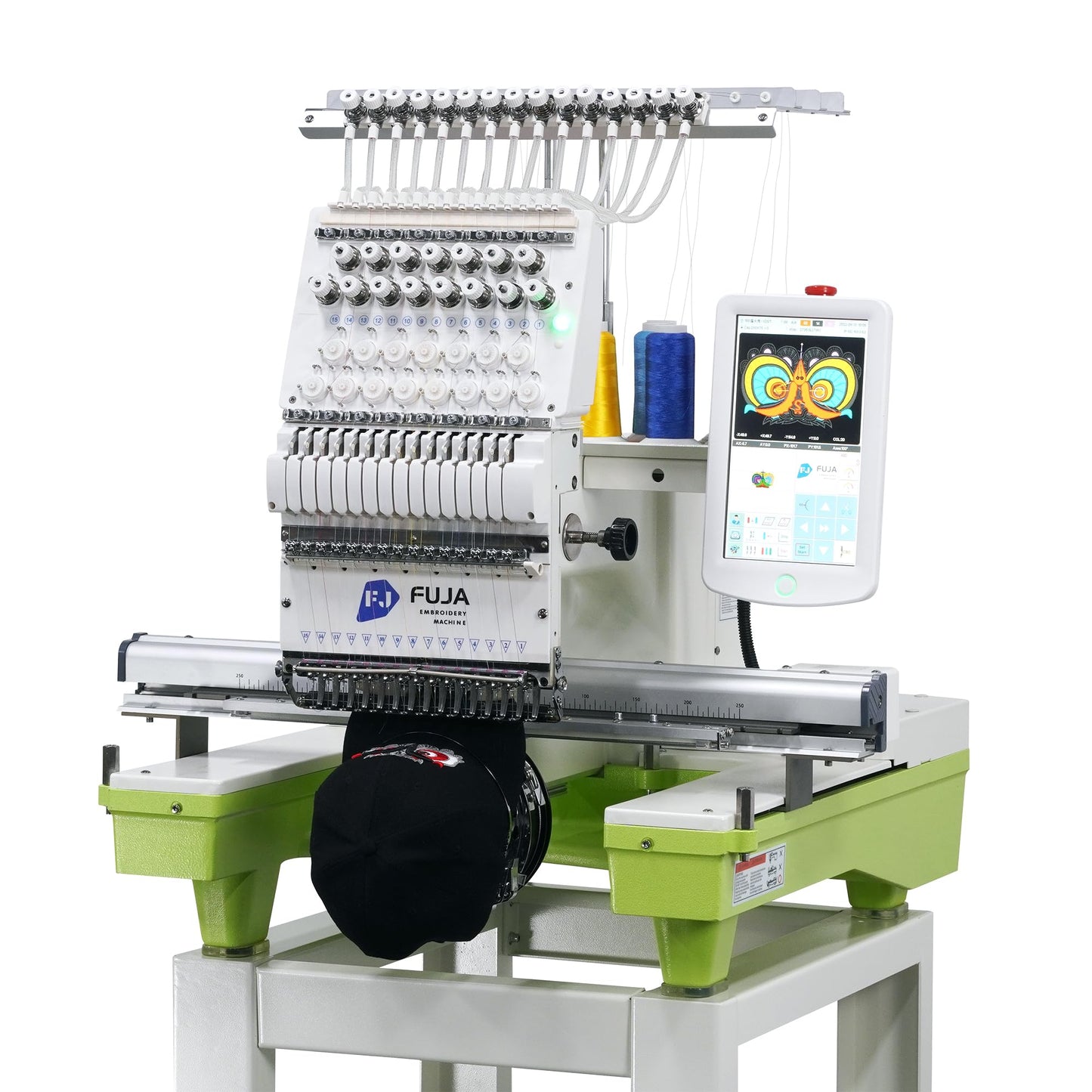 FUJA 15 Needle 14"x20" Large Area Commercial Embroidery Machine,1200 SPM High Speed, 10" Touch Screen, WiFi, Auto Color Change & Trim, for Hats, Jackets, Hoodies, T-Shirts and Patches