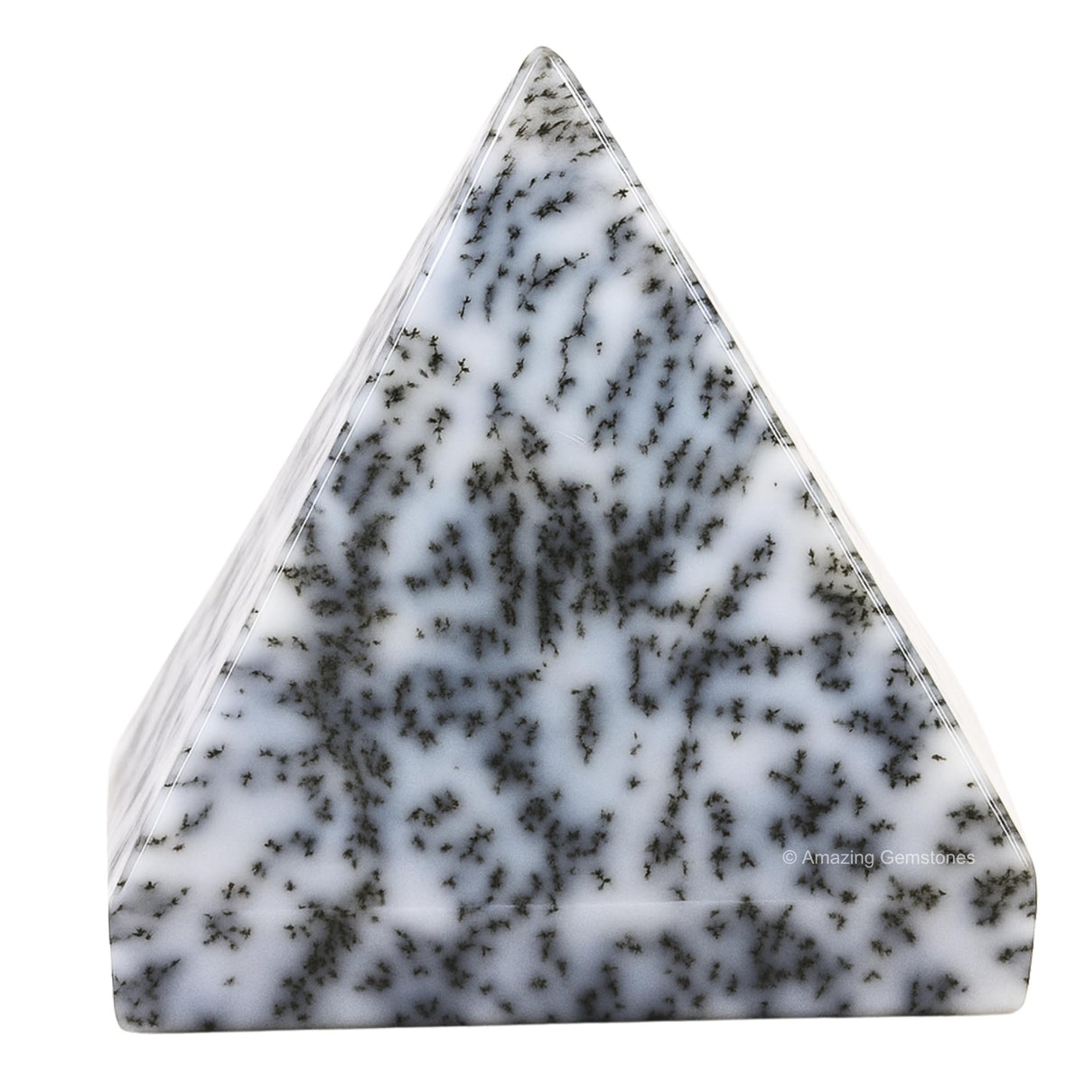 Amazing Gemstone Dendritic Opal Pyramid Crystal Healing Stones - 2" Great Pyramid Figurine of Natural Stone Pyramid for Meditation, Reiki, Chakra Balancing and Crystal Pyramids Grid