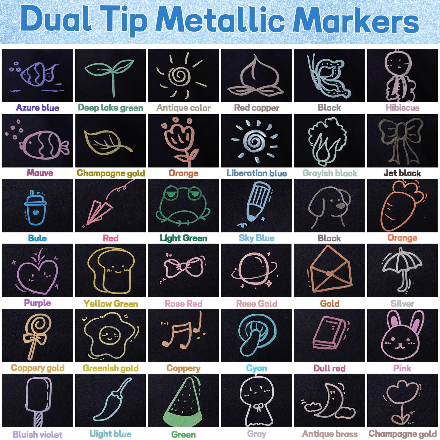 Prudiut 36 Pack Premium Metallic Markers Set, Dual Tip Paint Pens, Acrylic Paint Markers for Rock Painting & Crafts, Easter & Valentine's Day Gift for Adults & Artist