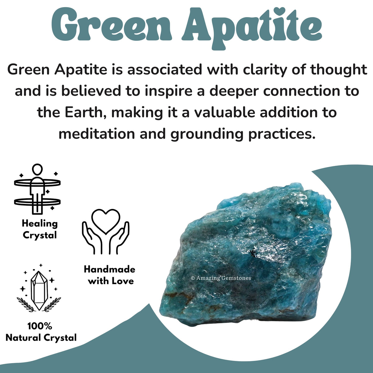 Amazing Gemstone Green Apatite Raw Crystals and Healing Stones, Natural Rocks For Tumbling - DIY Raw Stones And Crystals (1 Piece)