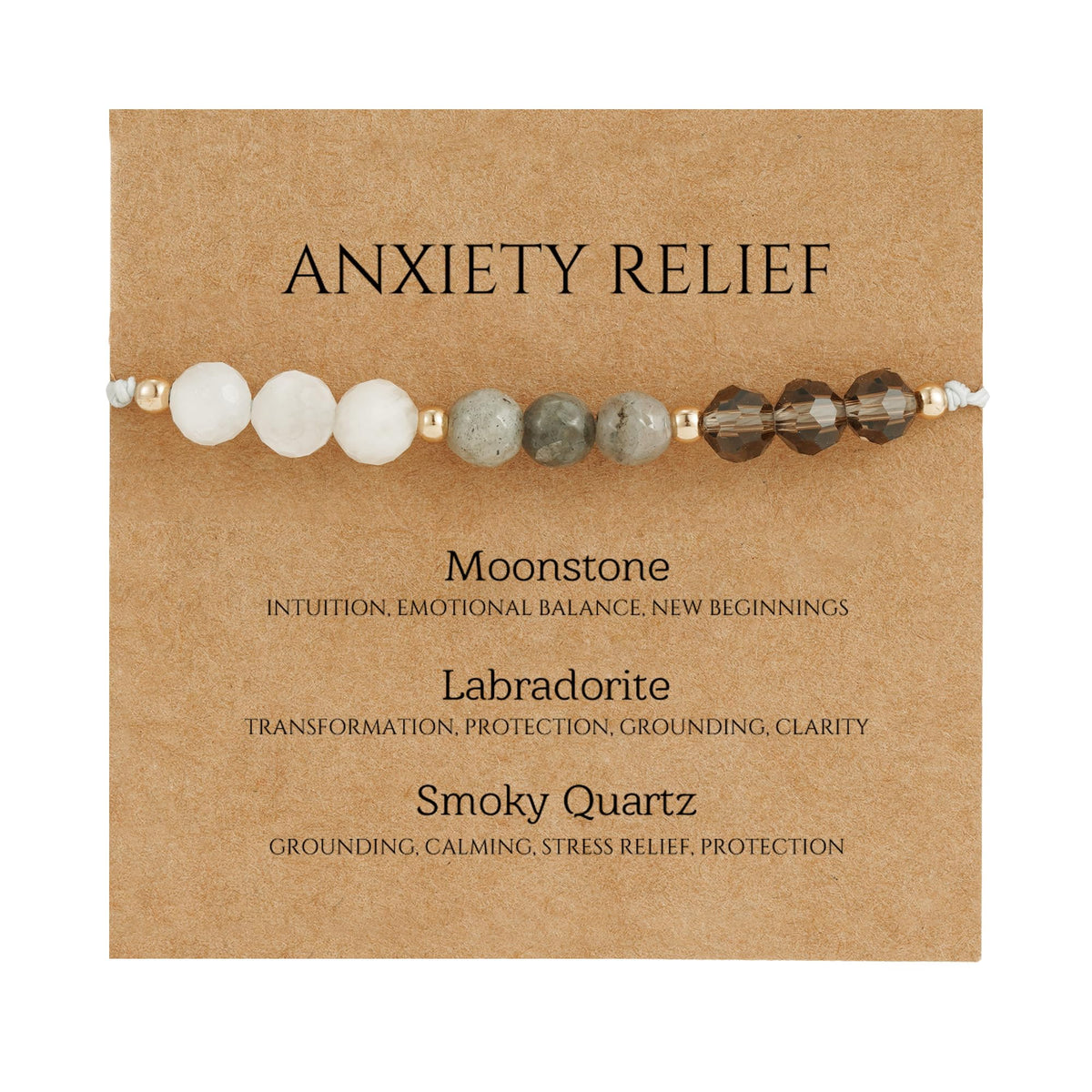 Fezodo Anxiety Relief Bracelet for Women Men, Stress And Anxiety Reliefs Healing Crystal Gemstone Natural Stone Beaded Bracelets Christmas Valentines day Birthday Gift for Women men