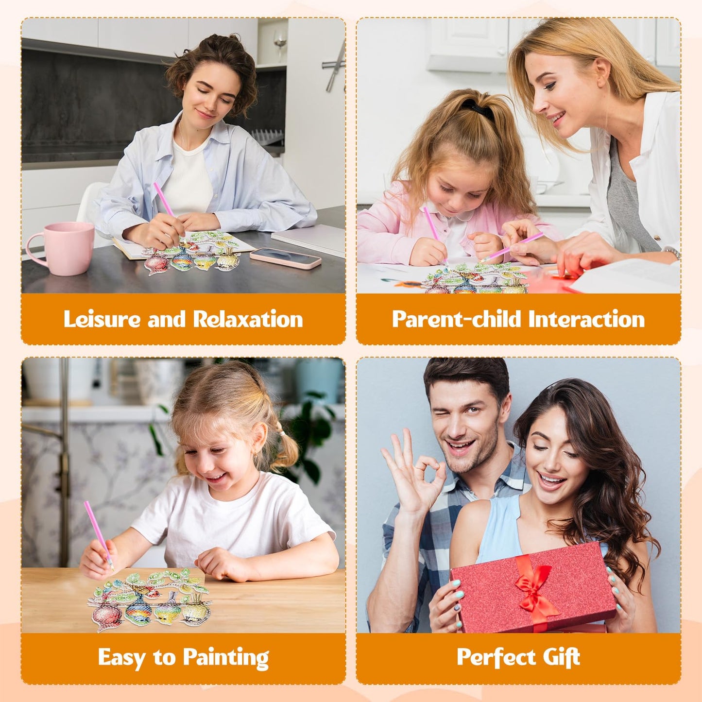 GHHKUD Hanging Diamond Art Cute Birds Pendants Kits, DIY Hanging Decoration Double Sided Branch Bird Diamond Painting Ornaments for Adults Kids Gifts for Home Decor