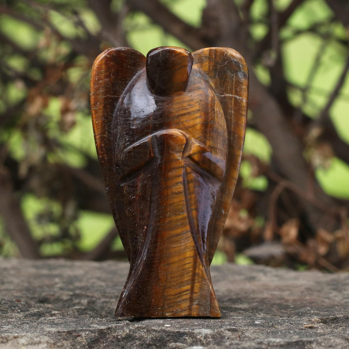 GEMHUB 1099.85 Ct. Natural Brown Tiger Eye Stone Angel Hand Carved Angels Figurines