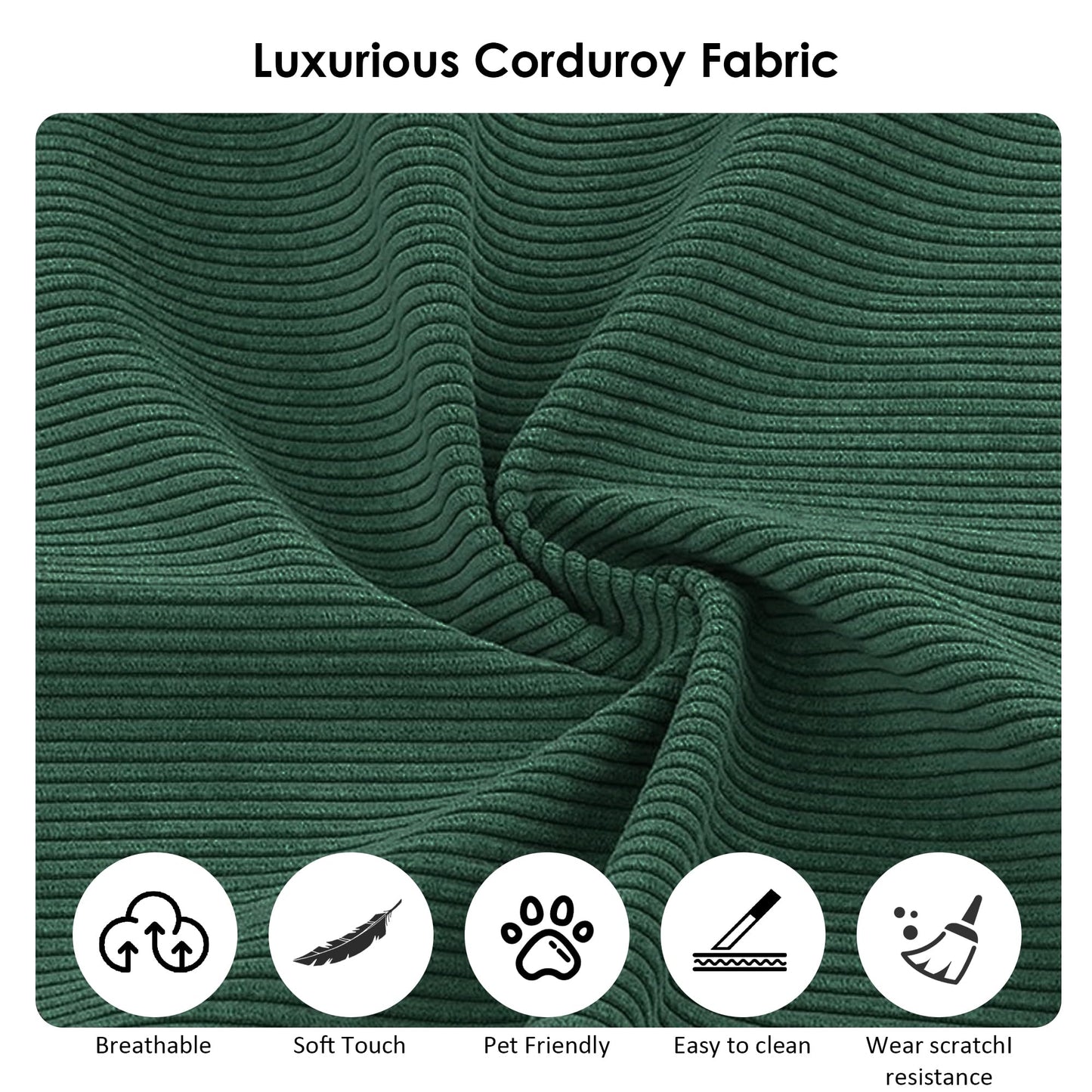 80" Convertible Sofa Bed, 3-in-1 Corduroy Folding Pull Out Couch with Pillows, No Assembly Modern Boneless Couch Compression Sofa in Box, Floor Sofa with Side Storage Pocket for Living Room,Dark Green