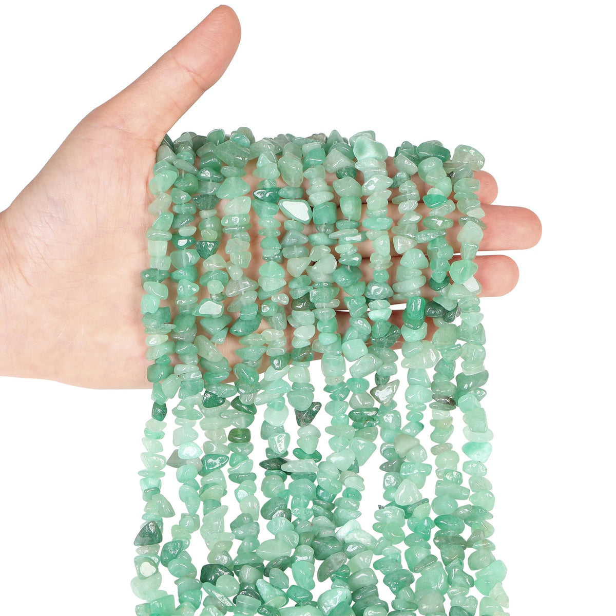 ZHIYUXI 400pcs Green Aventurine Beads 5-8mm Crystals Gemstones for Bracelet Making 2 Strands Irregular Stone Bead for Jewelry Making Craft