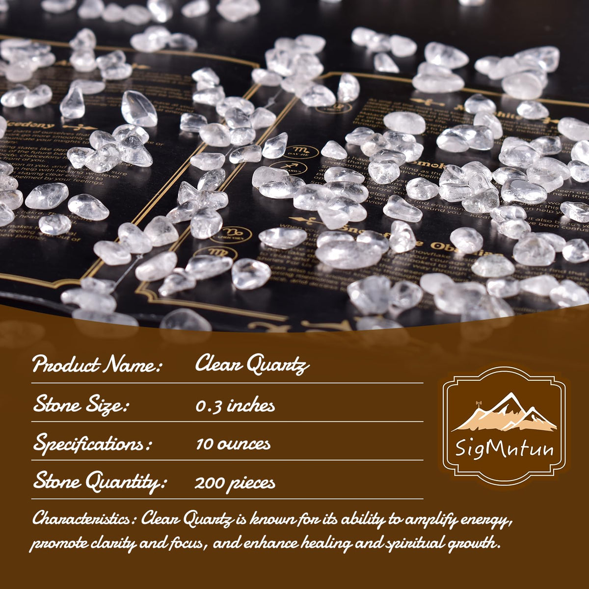 SigMntun Polished Clear Quartz Crystal Chips 200 Pcs - 0.3", Tumbled Stone Chips Crushed Sea Glass Stones Healing Reiki Crystal Making Home Decoration